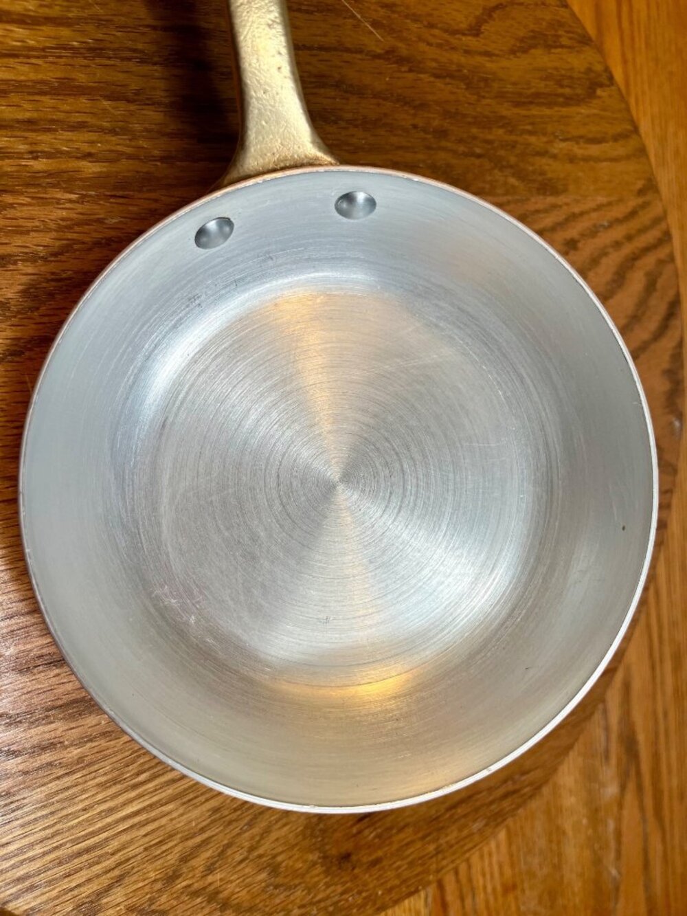 Vintage Copper Frying Pan (9.5" diameter) With Brass Handle - Picture 6 of 14